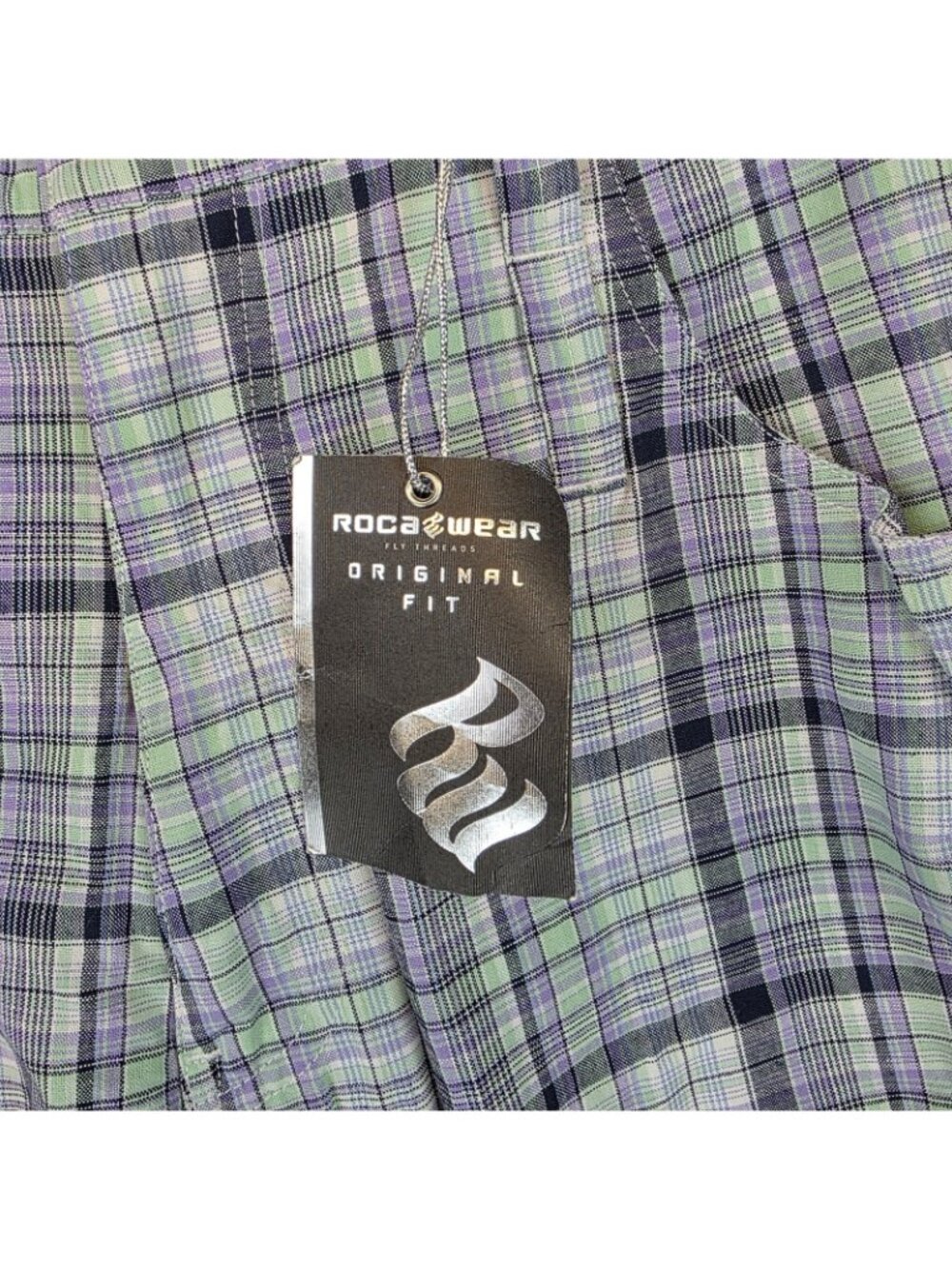Rocawear Cargo Shorts Mens 36 Blue Plaid Cotton Original Fit 15 Inseam Hip Hop - Picture 3 of 13